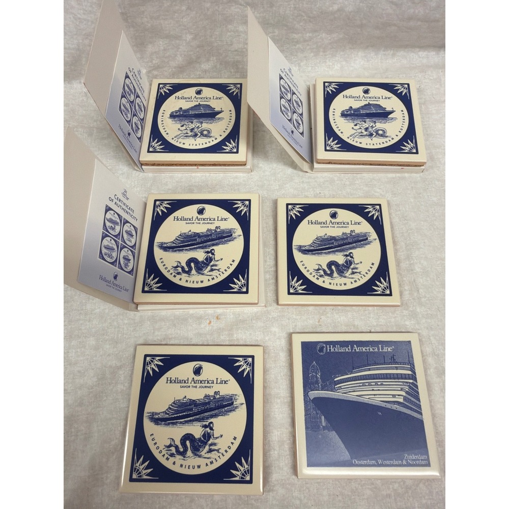Holland America Line Royal Goedewaagen Delftware Ceramic Tiles Set of 6